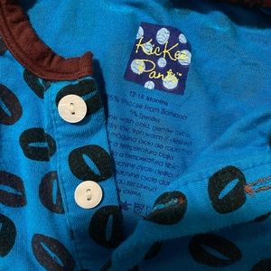 Kickee Pants Short Sleeve Henley Romper 12-18mo - coffee beans